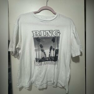 Anine Bing White Graphic 'BING Los Angeles' Tee